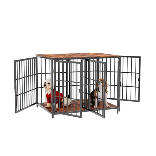 Hundebox Hundekäfig XXL Gitterbox Beistelltisch Hund Welpe Welpenlaufstall Holz - Bild 15 von 16