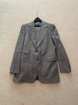 White House & Hardy Men's 2 Piece Plaid Suit Jacket & Vest Sz 42 R