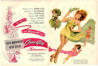 1944 Movie PRINT AD Cover Girl Rita Hayworth Gene Kelly Beautiful Vintage  Decor