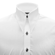 Godfather Spear Long Point Dagger Vintage Collar White Cotton Tuxedo Men's Shirt