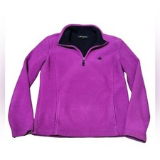 346 Brooks Brothers Quarter Zip Purple Fleece Pullover Womens Size Medium