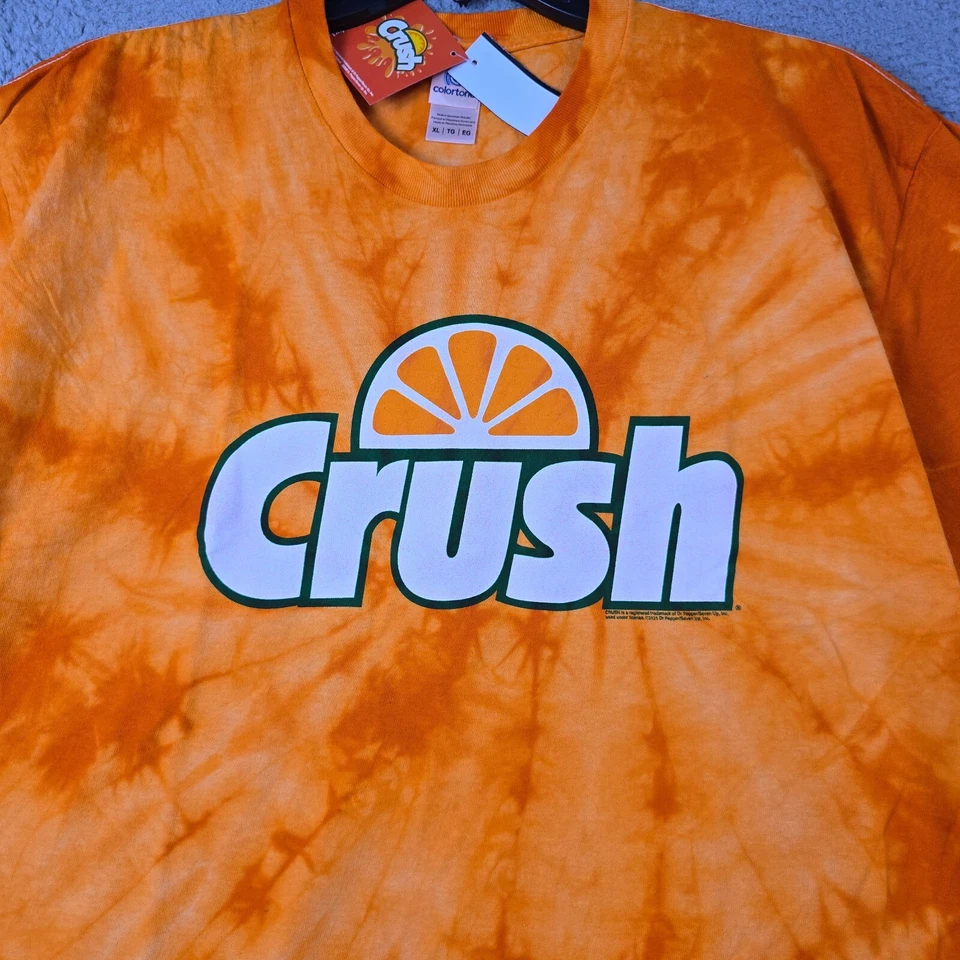CRUSH Tie Dye Shirt Mens XL ORANGE SODA POP CASUAL Dr Pepper Retro Logo NWT - Image 3 of 4