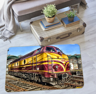 3D Yellow Train Head A255 Transport Game Non Slip Rug Mat Photo Carpet Zoe