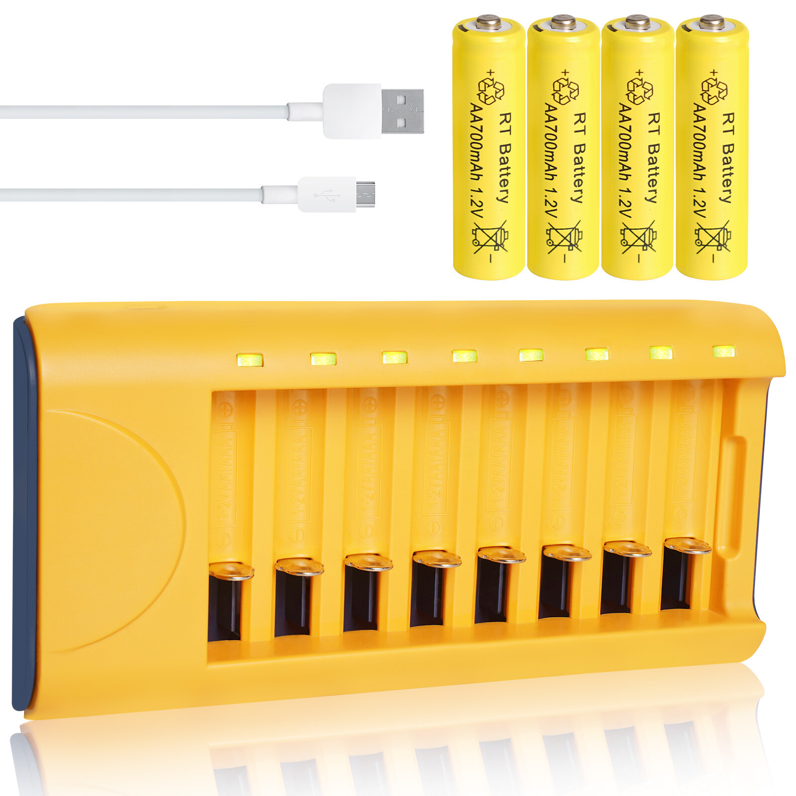1.2V NiMH AA 700mAh Rechargeable Batteries with 8-Bay Smart Charger for AAA AA-image