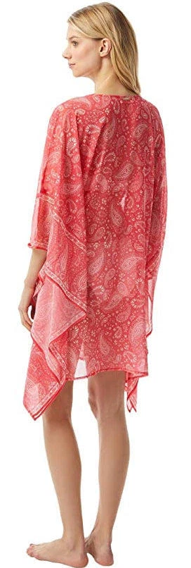 Michael Kors ESF10180 романтический пейсли v-образным вырезом туника прикрытие, герань, XS/SM - Изображение 2 из 2