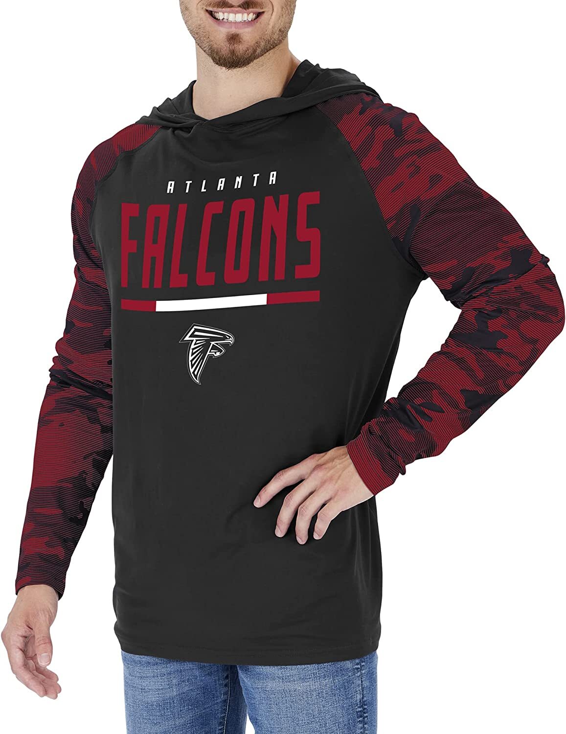 Мужская легкая толстовка с капюшоном Zubaz Atlanta Falcons NFL с рукавами командного камуфляжа