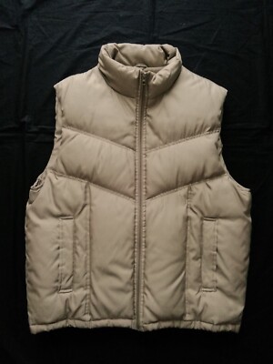 Bossini Herren Daunenweste XL gefüttert echte Daunen beige warm Reißverschlusstaschen