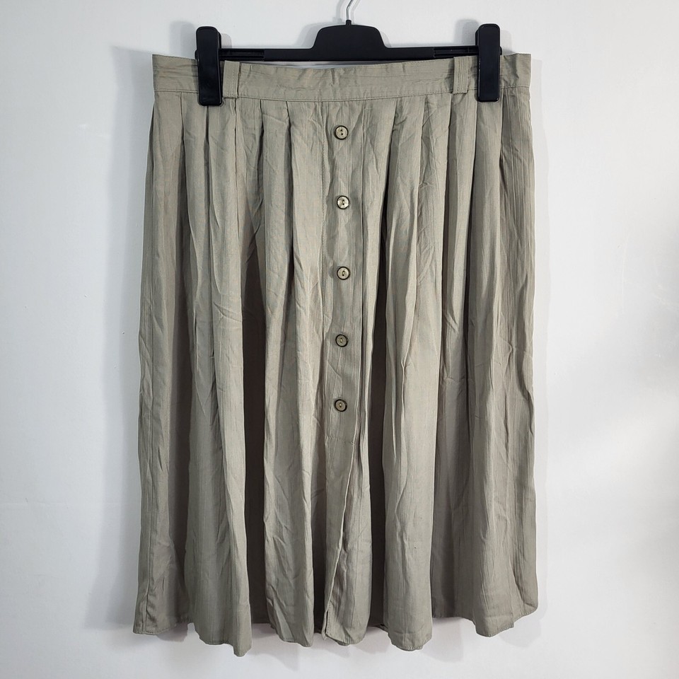 Vintage ST MICHAEL Skirt Size 18/20UK Flare Elastic Waist M&S Beige eBay