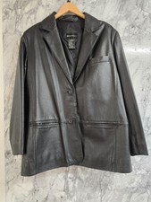 Ladies Black Leather Beth Terrell Jacket Size Xl (16) - Cg Y03