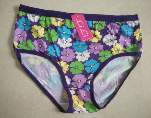 NEW Women Panties Cozy Cotton Briefs Flower pattern Underwear purple Lingerie 04