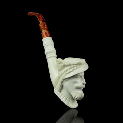 XL CAVALIER Figure Pipe By Erdogan EGE block Meerschaum New W Case#1386
