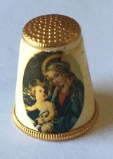Mary & Baby Jesus Thimble Vintage Souvenir Collectible