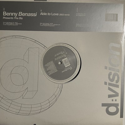 BENNY BENASSI able To Love (2003 Remix) ￼ Vinyl 12 Mix 2002 d:vision