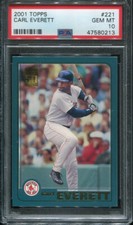 PSA 10 GEM MINT 2001 TOPPS CARL EVERETT #221 RED SOX 80213 B213
