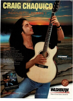 1995 WASHBURN EA20 Acoustic Guitar CRAIG CHAQUICO Vintage print ad 