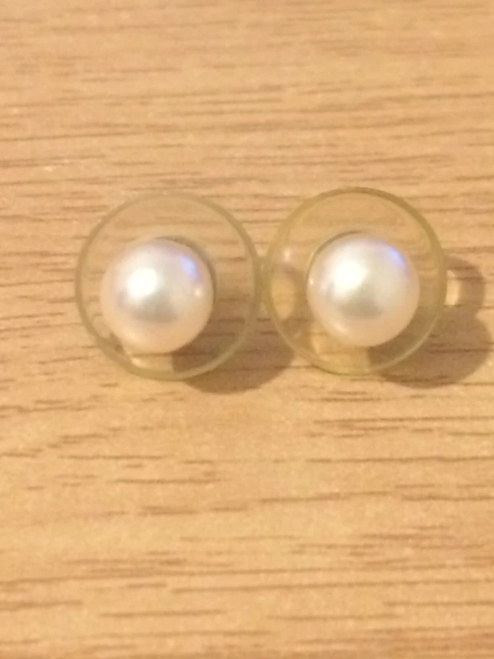 Красивые винтажные серьги-гвоздики из желтого золота 9 карат с жемчугом - Изображение 4 из 4