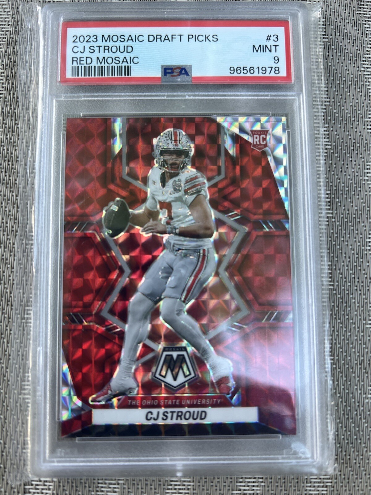 CJ Stroud ROOKIE 2023 Panini Mosaic Draft Picks Red Mosaic Prizm /99 Texans OSU