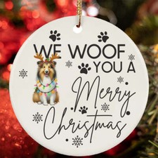 Merry Christmas Collie Dog Woof Xmas Lover Ornament Gift Tree Decor Hanging