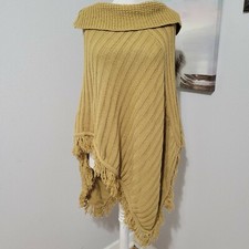 Lane Bryant size 14-20 Tan Brown Sweater Poncho Shawl Cowl Neck