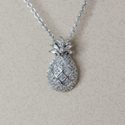 3.20Ct Round Cut VVS1 Diamond Pineapple Pendant 14K White Gold Finish Free Chain