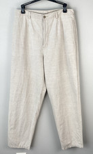 VTG L.L. BEAN Women's Pants Linen Cotton Blend Light Tan Beige High Waist Sz 14