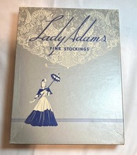 1940s Vintage NOS: 3 pair Lady Adams Dark Seamed Stockings, Cuban Heel, sz 9