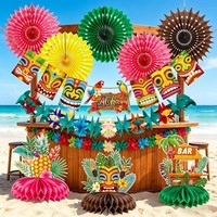 Hawaii Party Deko Set 10 StüCk Aloha Tiki Banner Girlande PapierfäCher