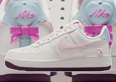 New Nike Womens Air Force 1 Low Valentines Day Sail Burgundy Crush