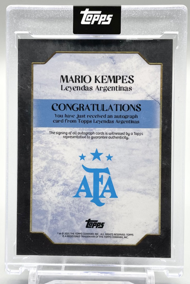 Carte Sportive Topps 2024 Argentina Mario Kempes /250 - Signée - FIFA World Cup