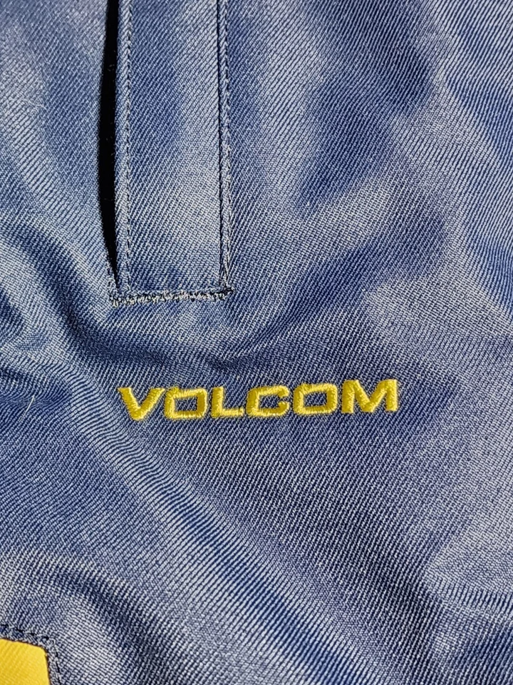 Volcom Ski Jacket Mens Small Yellow Blue Color Block Water Resistant Hooded Logo - Image 4 of 4
