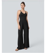 Halara Breezeful Backless Cross Strap Wide Leg Quick Dry Jumpsuit Size L NWOT