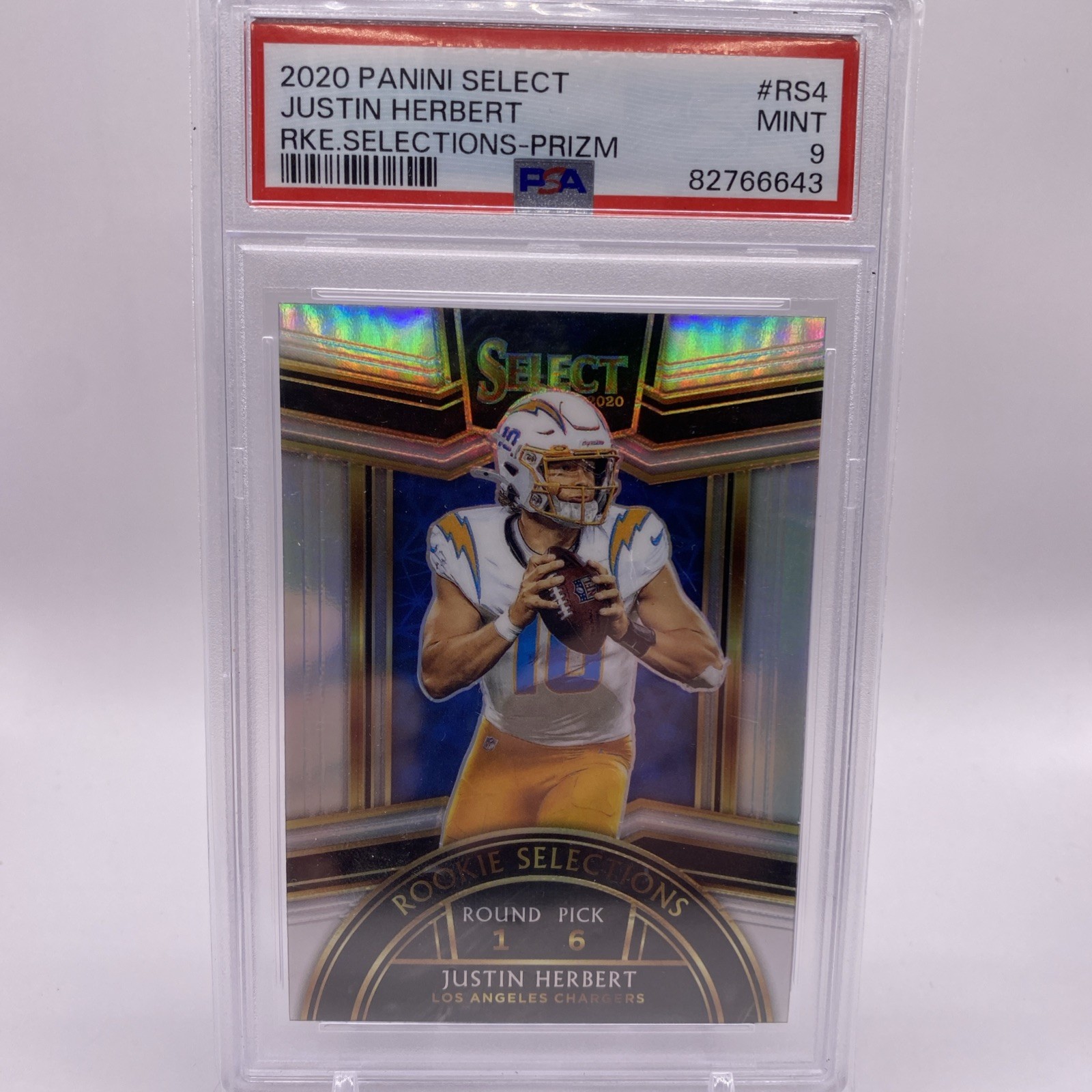 2020 Panini Select Rookie Selections Justin Herbert RS-4 Silver Prizm (RC) PSA 9