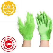 Green Monster Furry Gloves Costume Accessory for Christmas Halloween Cosplay