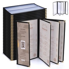 WeChef 30 Pcs Menu Covers 8.5x14" 4 Page 8 View & 4.25x14" Half Page Wine List