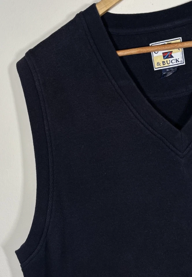 CUTTER & BUCK Mens XL Sweater Vest Navy Blue V-Neck Sleeveless Pullover Golf USA - Image 3 of 4