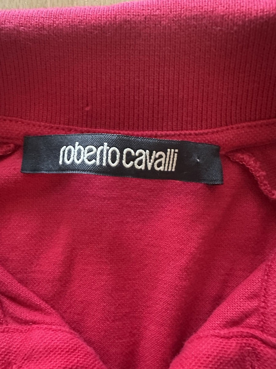 ROBERTO CAVALLI Spellout Authentic Chest Pocket Red Polo Shirt Men’s SIze XL View 5