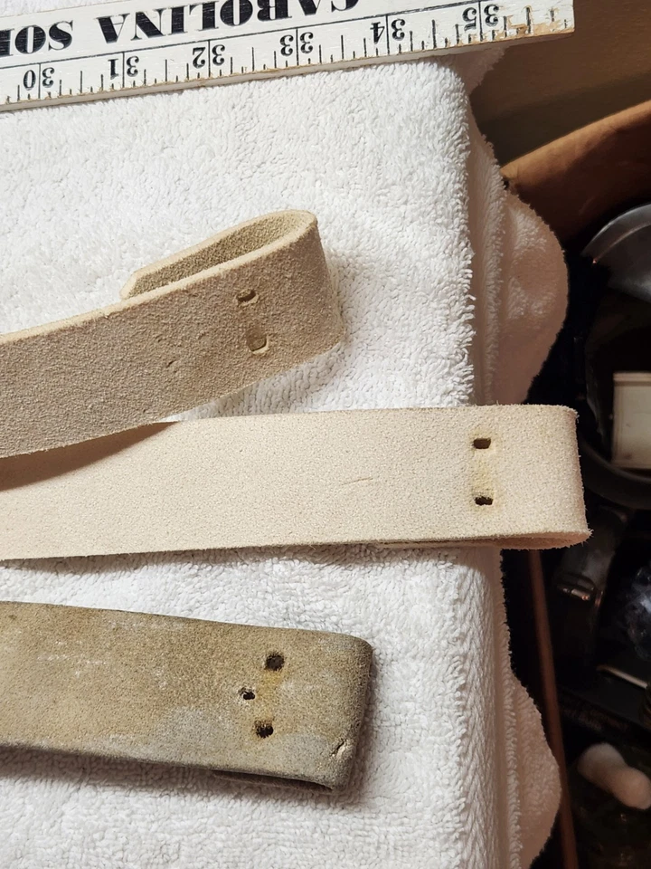 Lot of 3 White Leather Parade Rifle Slings – JC CO 1988 Marked – Likely... - Image 2 of 4