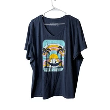 Life Is Good Blue Happy Hour Graphic Short Sleeve Tee T-shirt Plus Size XXXL