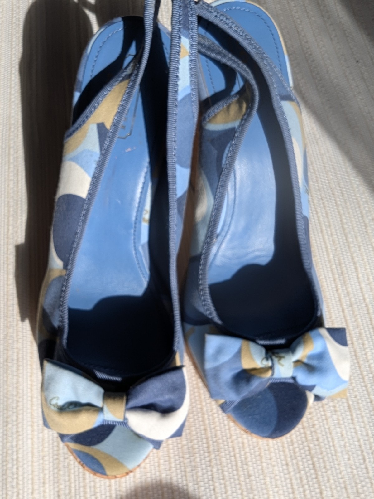 Coach Blue/Tan "Gwynnie" Signature Pattern Wedges… - image 1