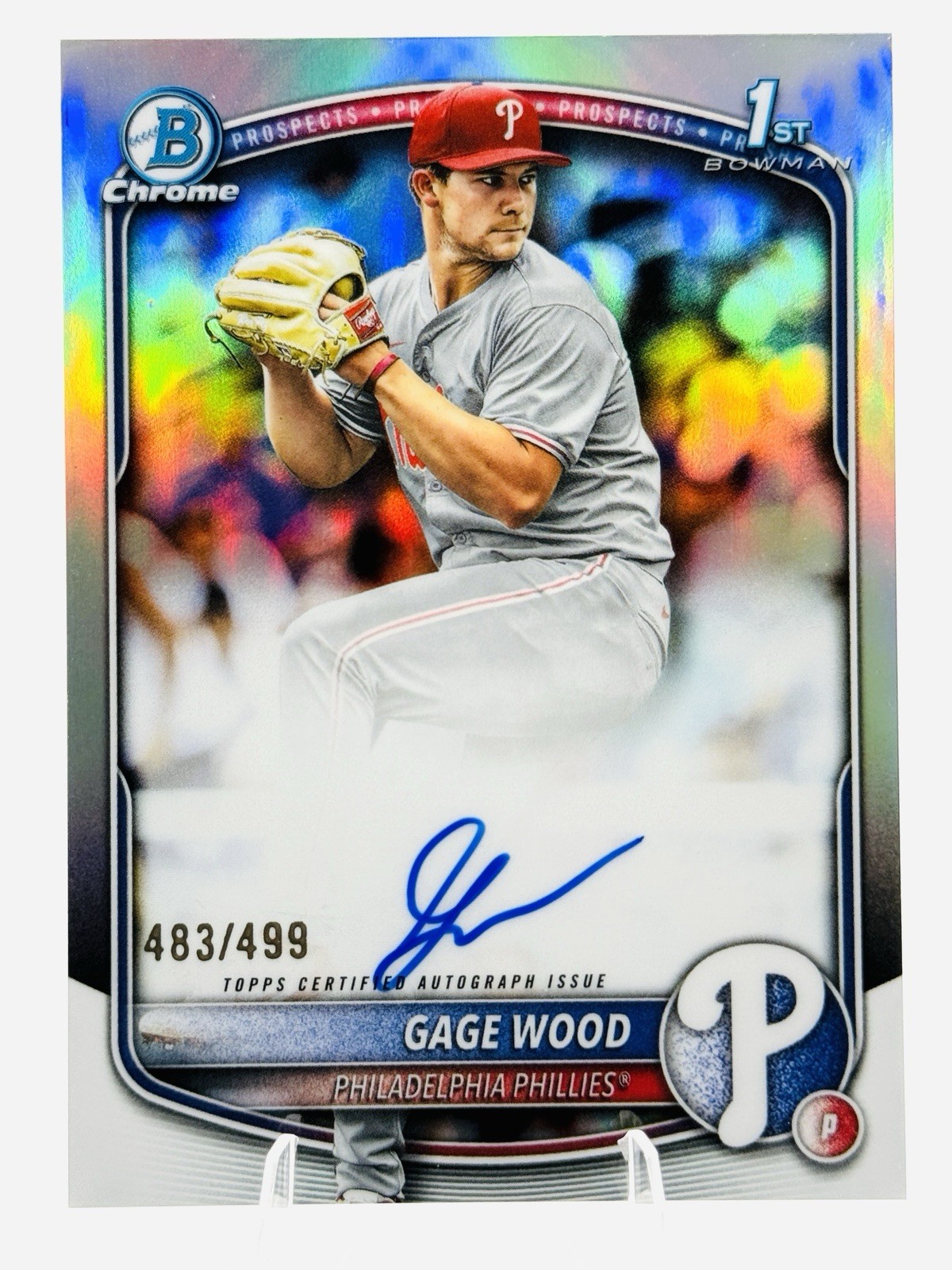 GAGE WOOD /499 RC - SP AUTO 1st CHROME REFRACTOR #CPA-GW - 2025 Bowman Draft PHI