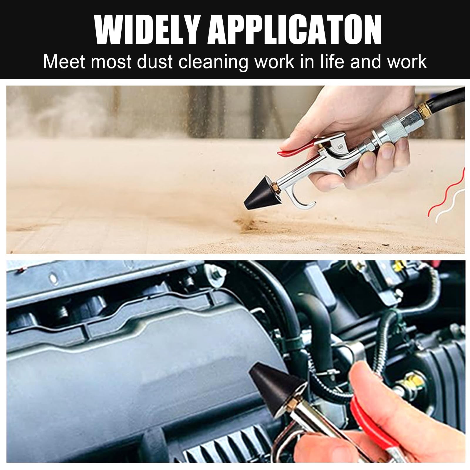 2-Way Connection Air Nozzle Blow Gun Kit, Air Compressor Accessory with 1/4''...