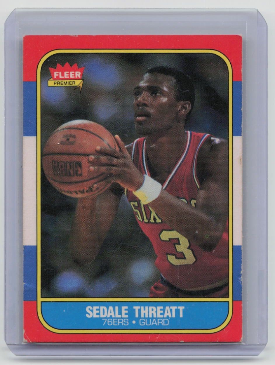 1986 Fleer Sedale Threatt #112 76ers Basketball Card Vintage NBA Trading Card