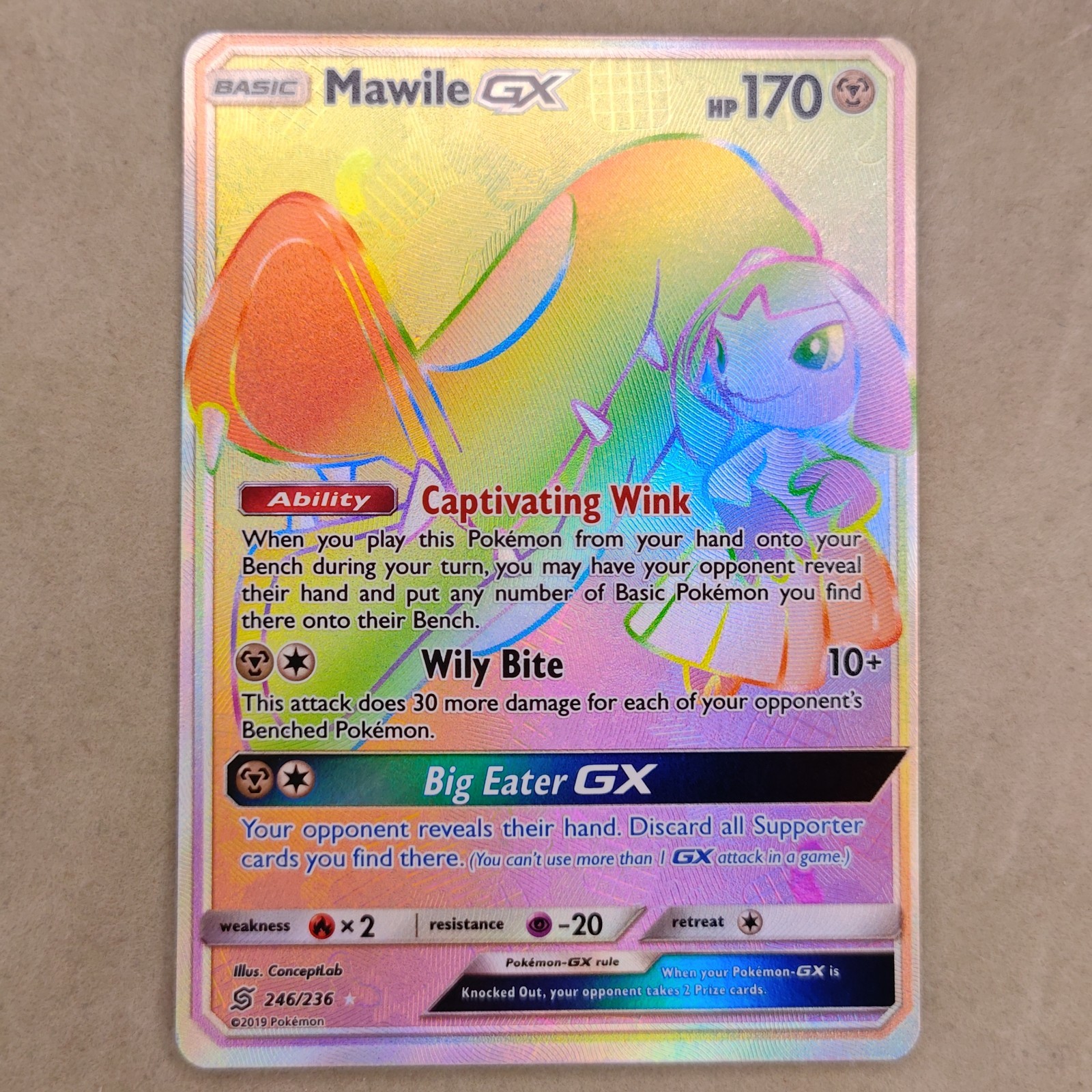 Mawile GX 246/236 Secret Rainbow Rare - 2019 Pokemon Unified Minds NM Near Mint 
