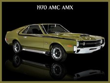 Customized 1970 Amc Amx In Olive Green Metal Sign 12x16 Free Shipping