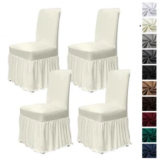 Chair Covers for Dining Room Set of 4 Stretch Chair Slipcovers with Skirt for...