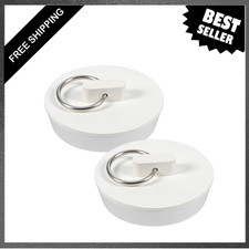 Rubber Sink Stopper Plug White Bathtub Drain Stoppers Kitchen Bathroom 2 Pack