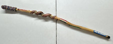 Walking Stick Hand Carved And Painted With Snake And Flags