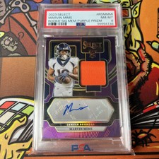 2023 Panini Select MARVIN MIMS Rookie Patch Auto Purple Prizm /49 PSA 8 🔥📈🥵