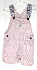 OshKosh B'Gosh Girls 3T cotton shortalls Pink Heart Bib Pocket Elastic Straps