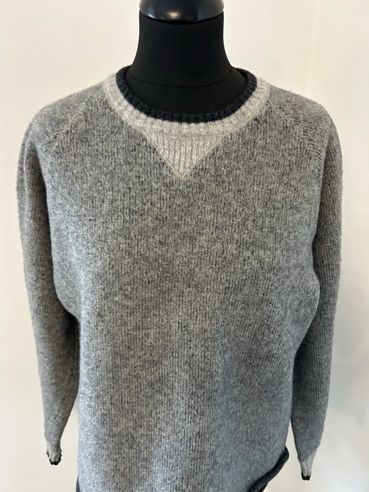 Jersey de lana de cordero con lengüeta roja Levis grande L cuello redondo logotipo de brazo LS vintage Foto 2 de 4